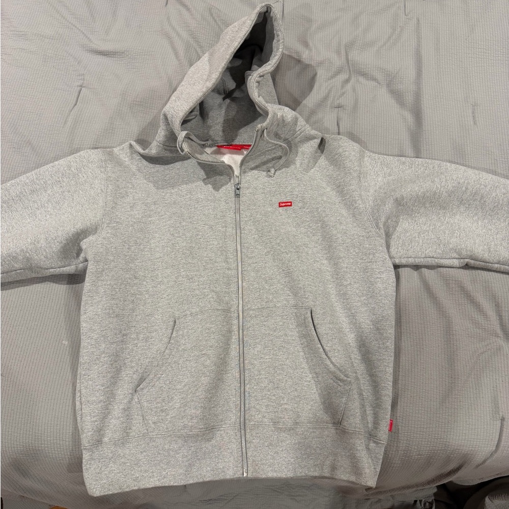 Supreme FW21 Small Box Logo Face Mask Hooded Jacket Gray Zip-Up Hoodie